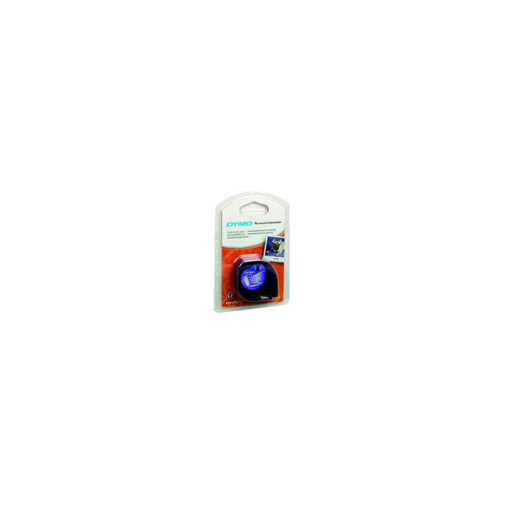 Cinta rotuladora autoadhesiva dymo plastico negro transparente 12mm x 4 metros para rotuladoras letratag s0721530