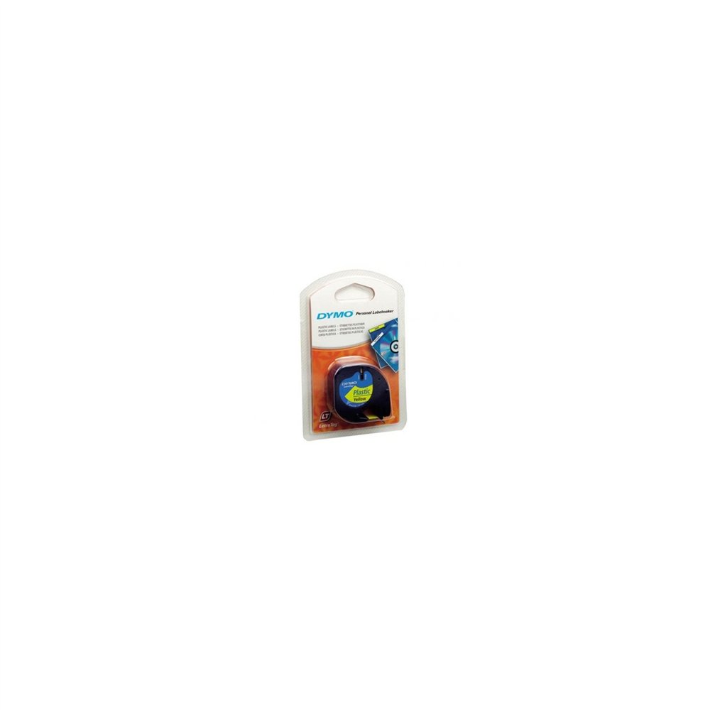 Cinta rotuladora autoadhesiva dymo plastico negro amarillo 12mm x 4m 000937