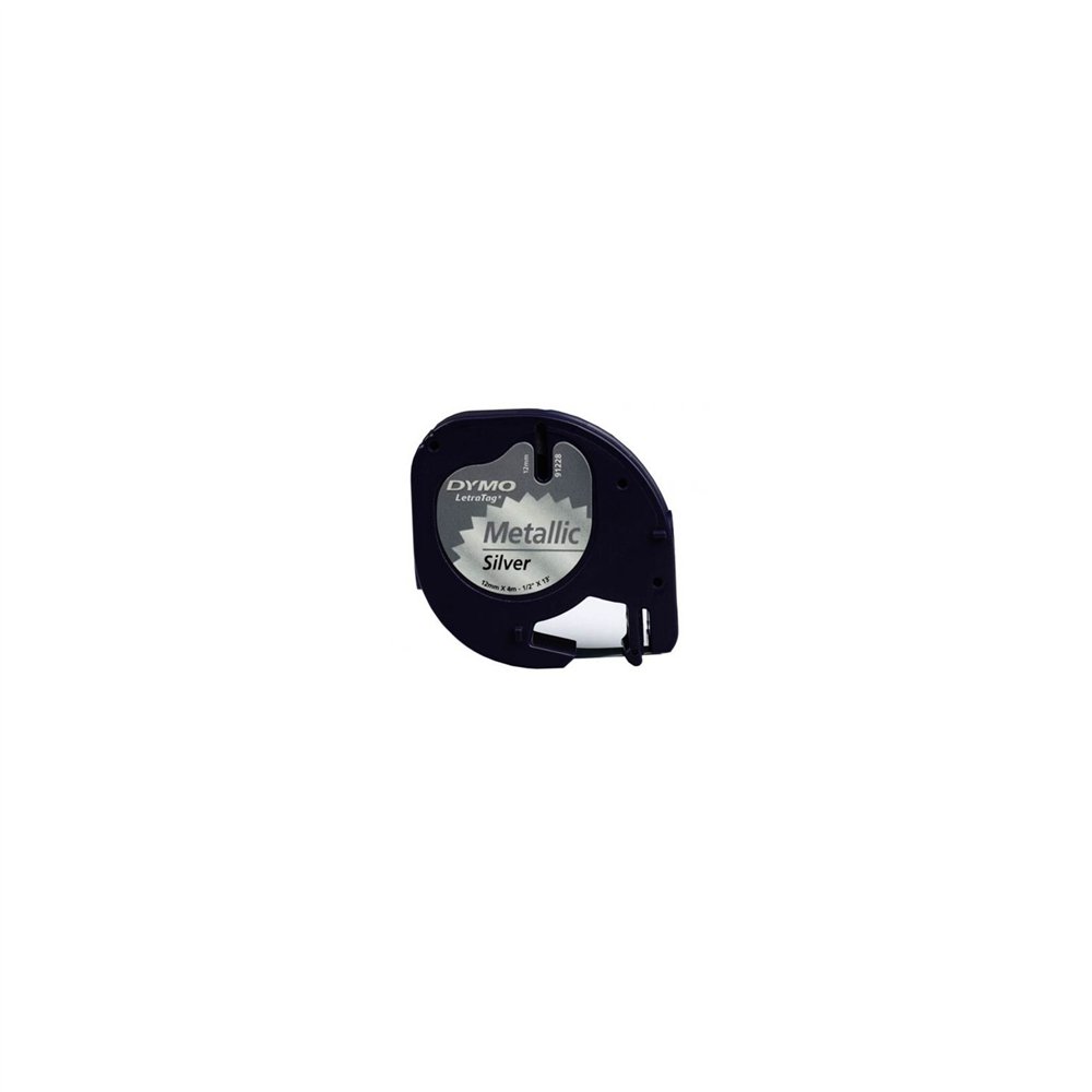 Cinta rotuladora metalizada autoadhesiva dymo 12mm x 4 metros de longitud para rotuladoras letratag 000941