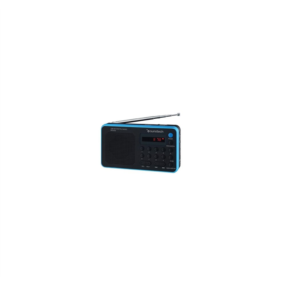 Radio portítil sunstech am fm 70 presintonias altavoz 14w rms sd usb aux-in azul rpds32bl