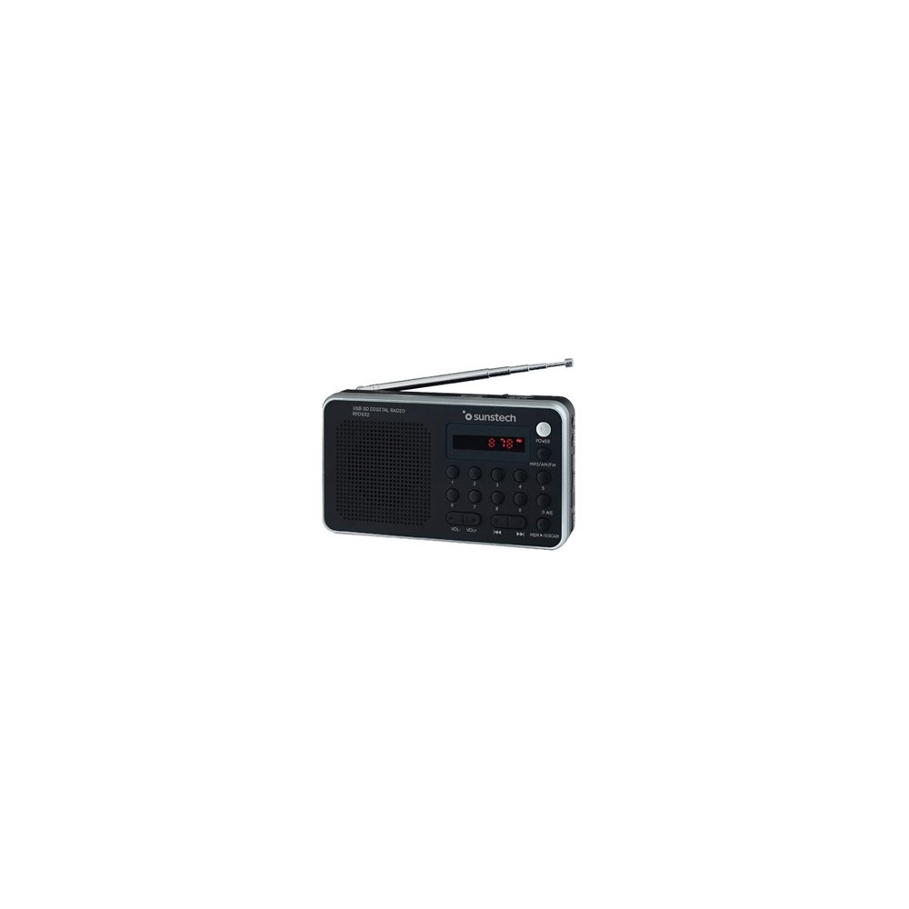 Radio portítil sunstech am fm 70 presintonias altavoz 14w rms sd usb aux-in negro rpds32sl