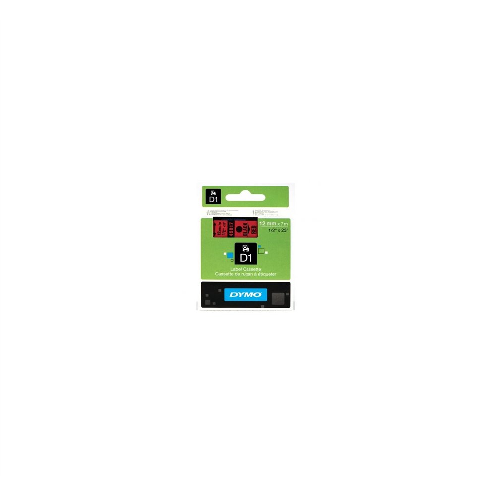 Cinta rotuladora autoadhesiva dymo d1 12mm x 7m para rotuladoras label manager negro sobre rojo s0720570