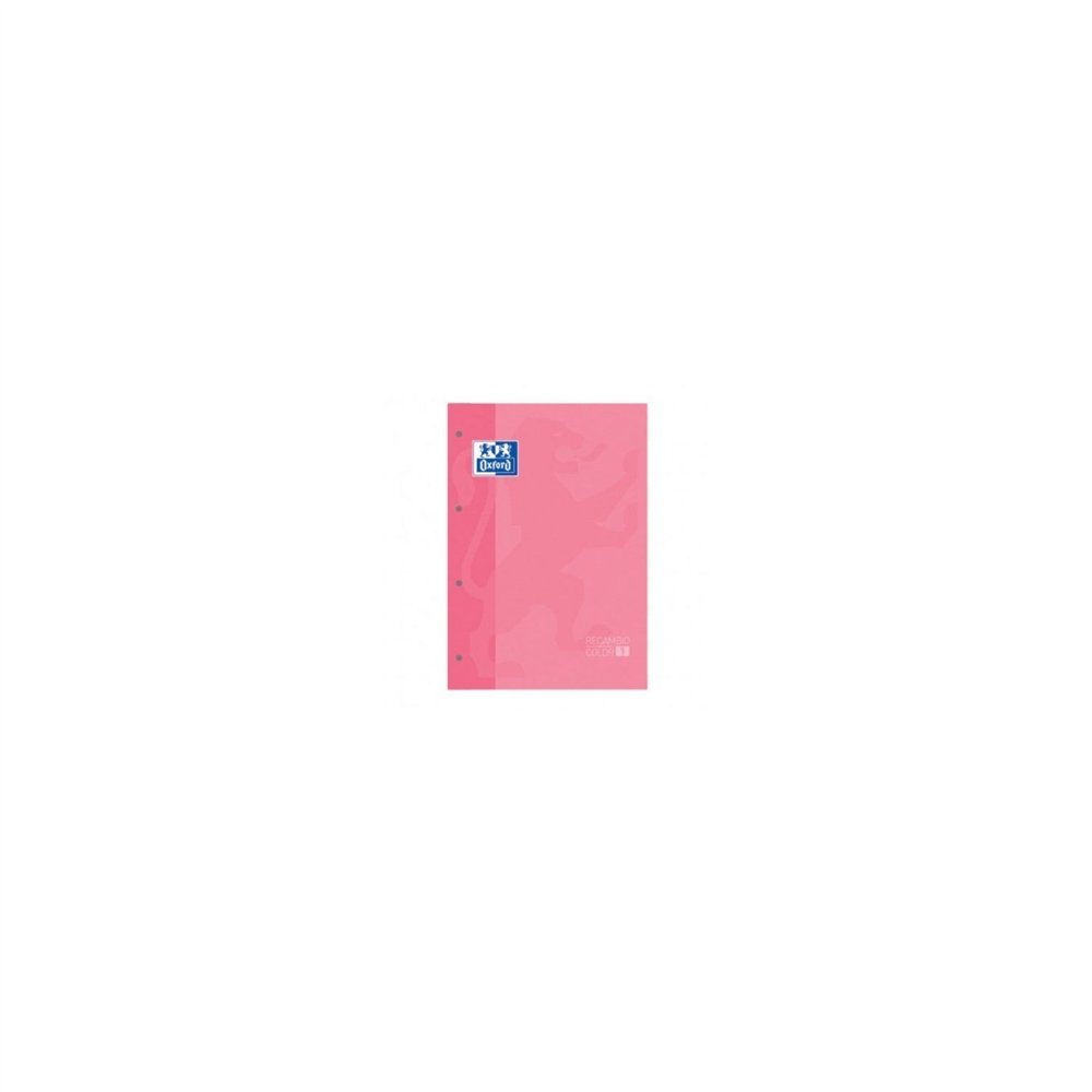 Recambio oxford cuaderno a4 80 hojas 4 taladros cuadricula 5x5 con margen rosa chicle 400123681