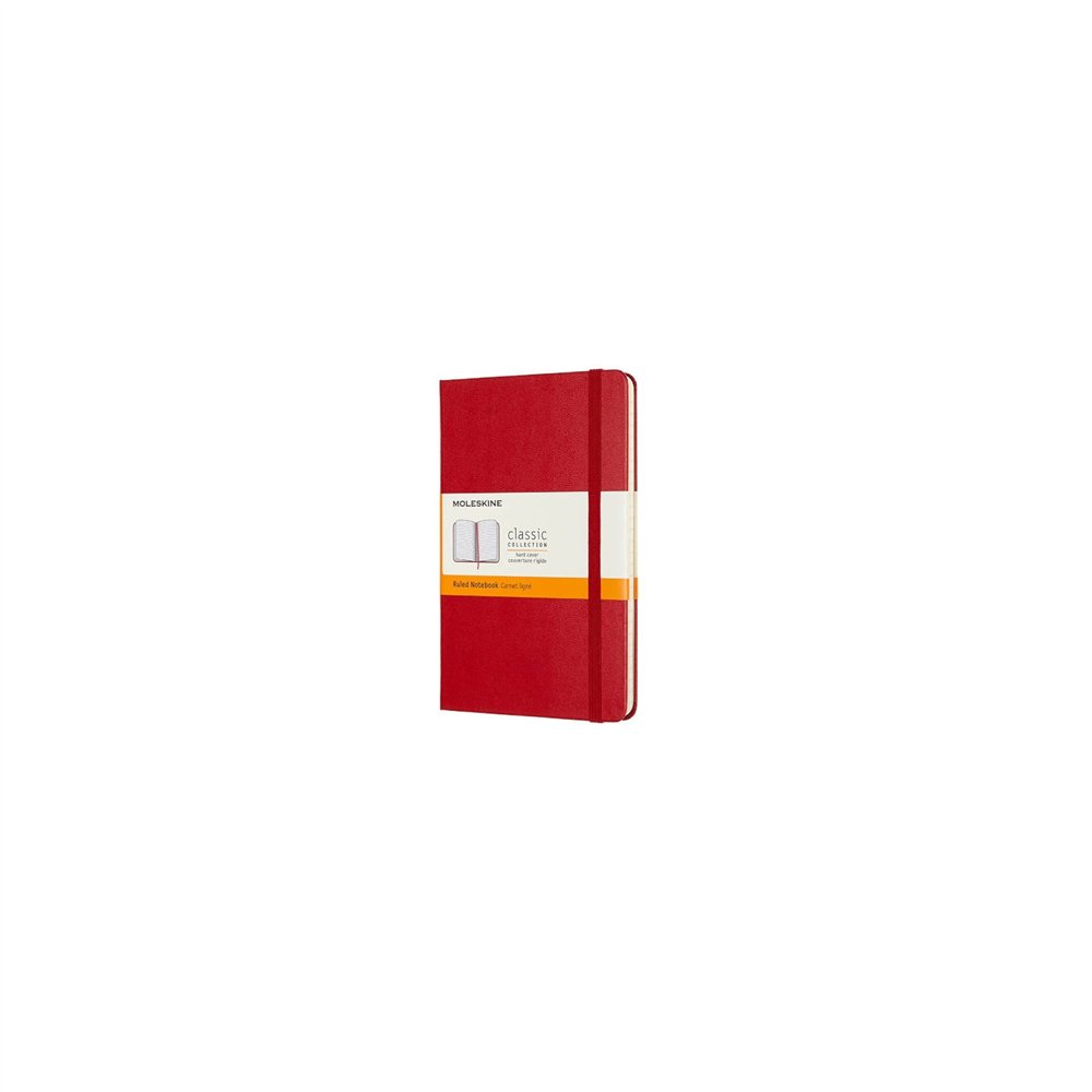 Cuaderno moleskine de rayas mediano tapa dura rojo qp050f2