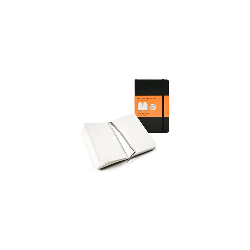 Cuaderno moleskine de bolsillo de rayas tapa blanda negro qp611