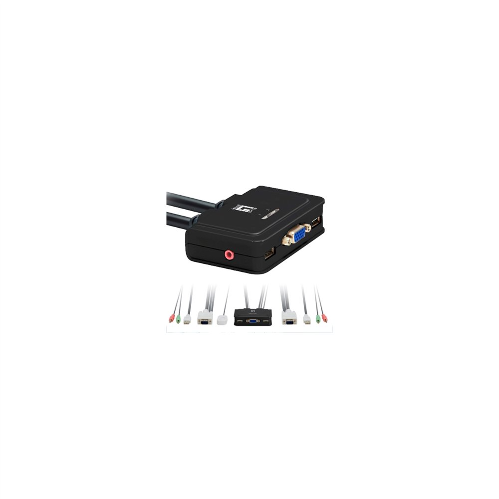 Conmutador automatico level one v/t/m 1a2 cpus usb con audio cables incluidos negro kvm-0223