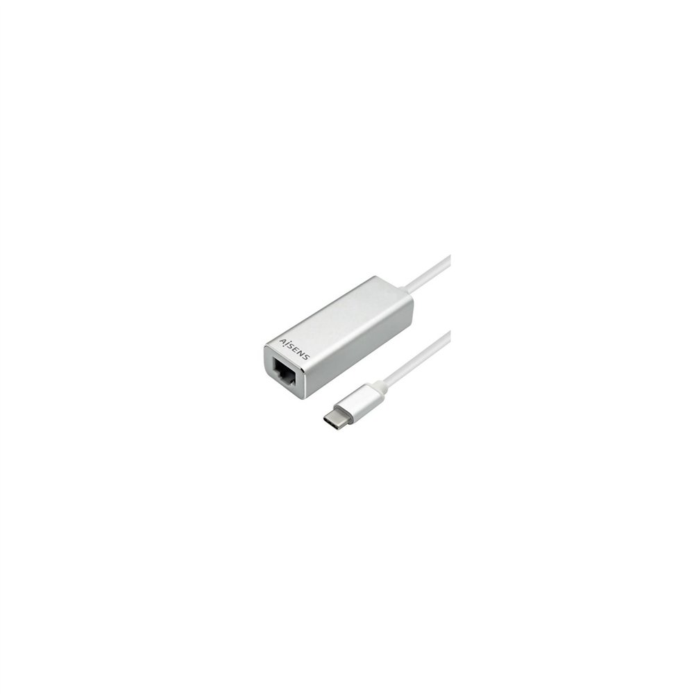Adaptador aisens usb 3.1 tipo-c a lan ethernet 10/100/1000 mbps 15cm plata a109-0341