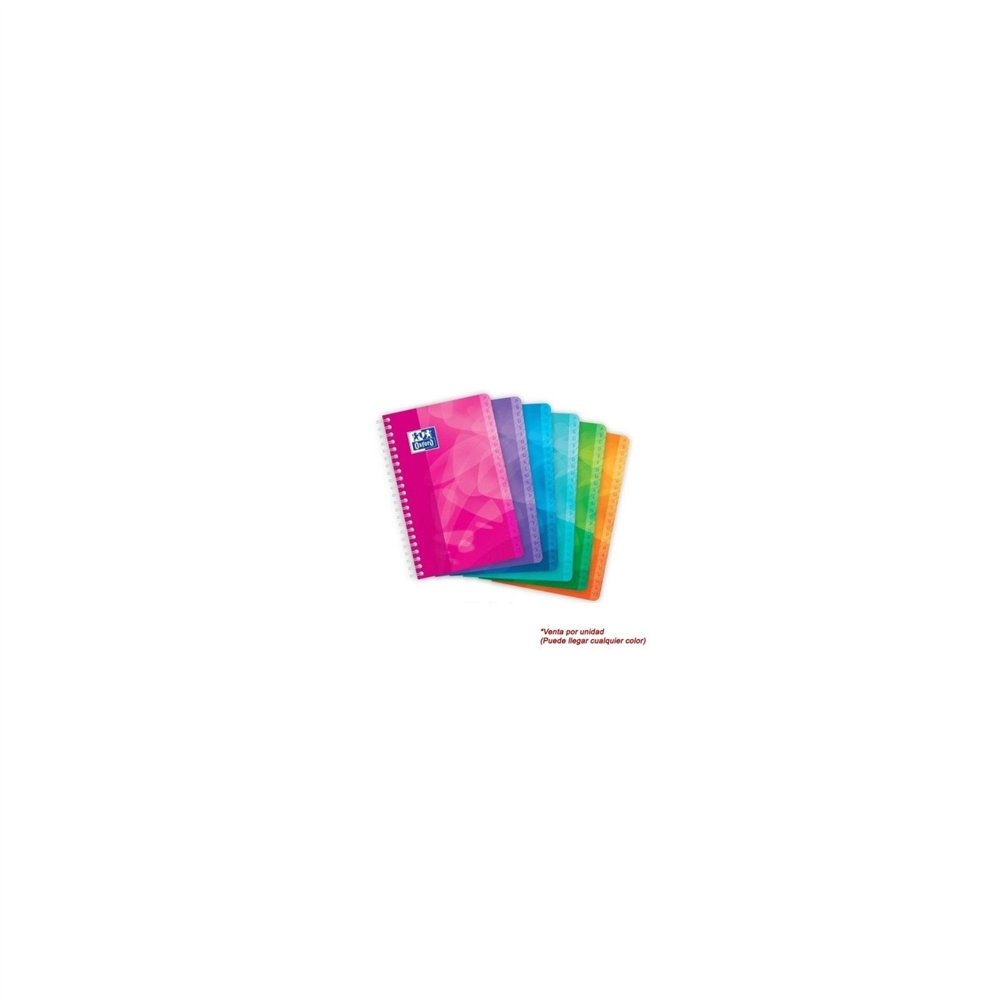 Libreta indice alfabetico con espiral oxford tapa de plastico lagoon rayado cuadricula 90gr colores surtidos 400080692