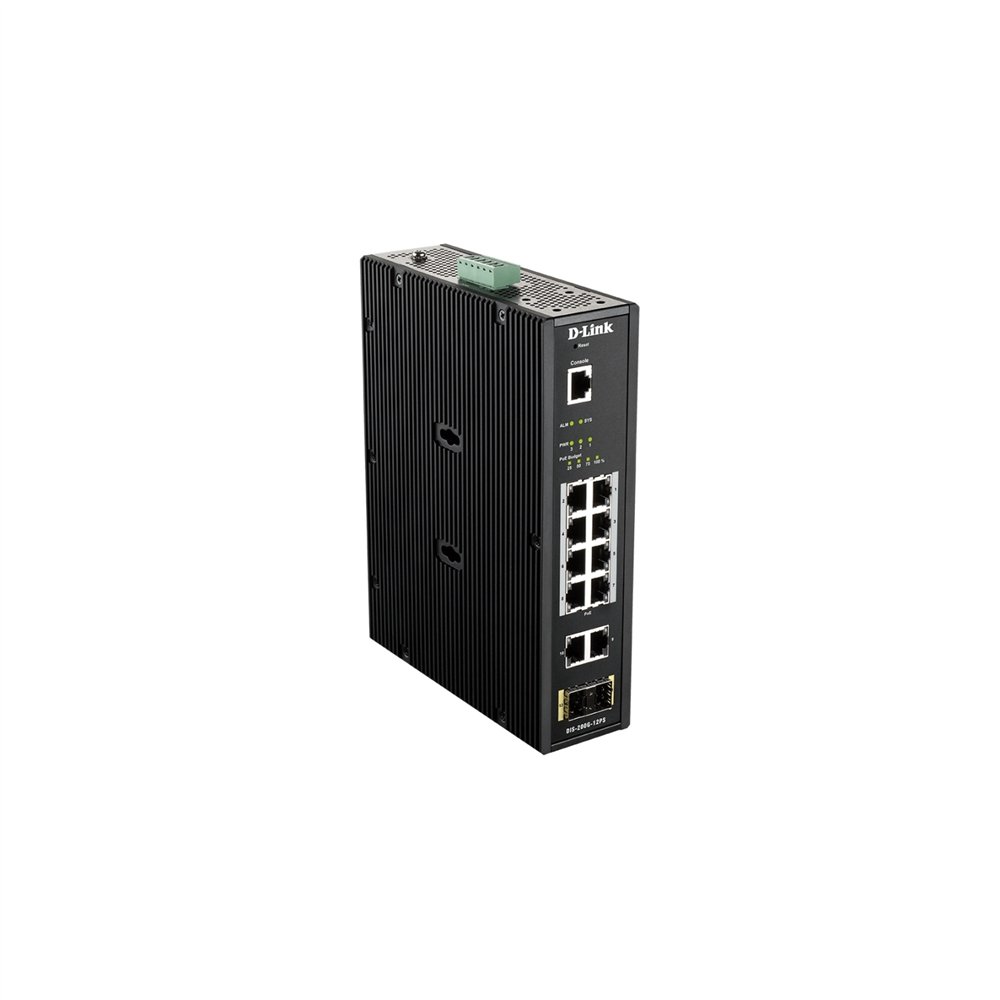 Switch industrial d-link dis-200g-12ps 8 ptos gigabit 2 ptos sfp negro dis-200g-12ps