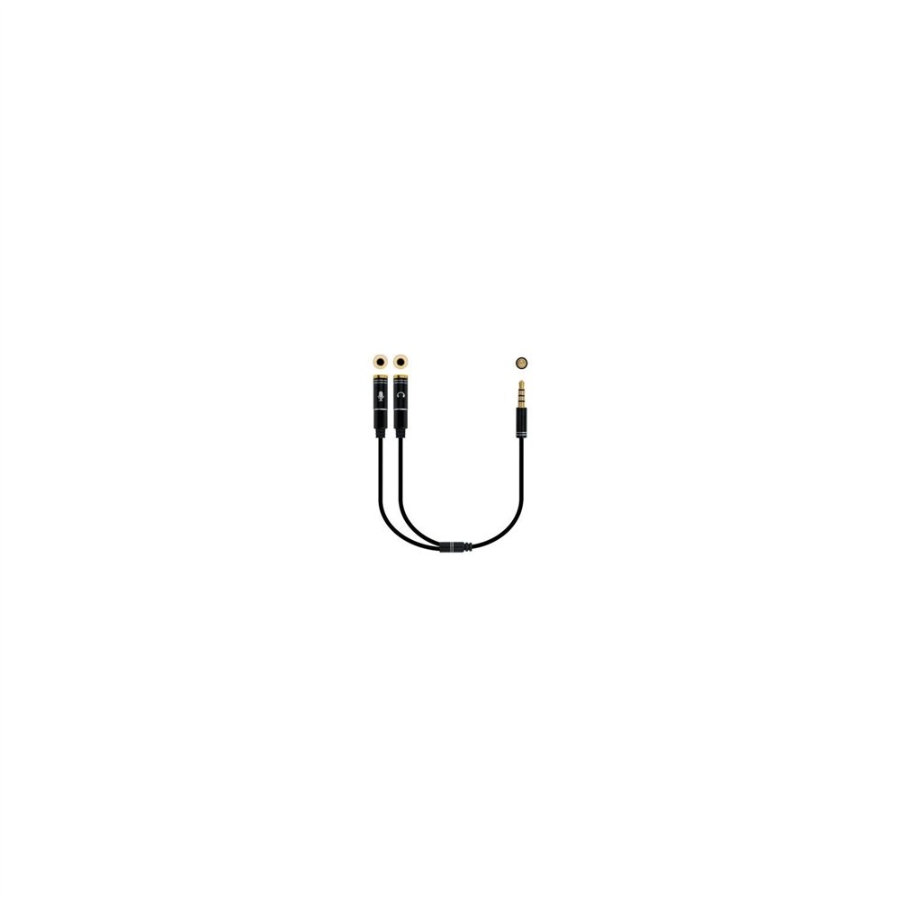 Adaptador nanocable audio estereo jack 35 macho 4 pines a 2xjack 35 hembra 3 pines 30cm negro 10241202
