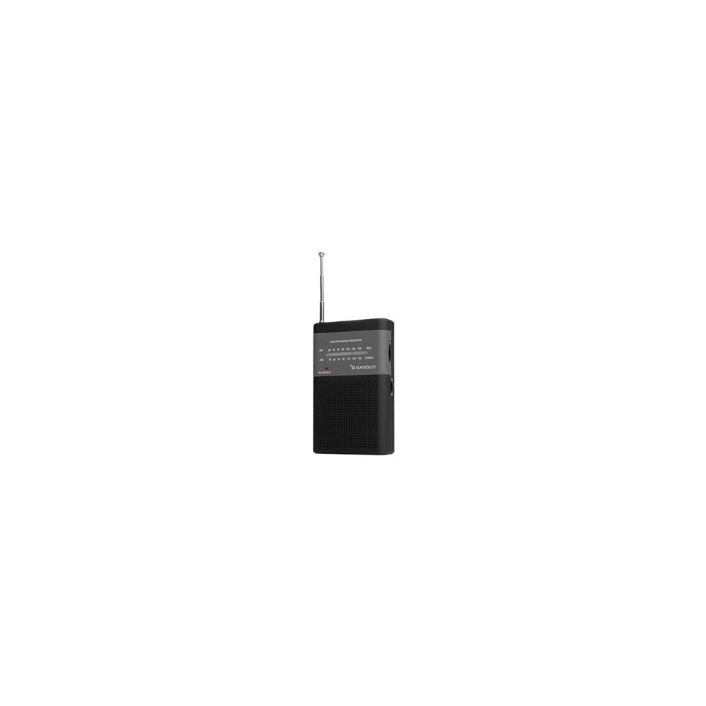 Radio portatil analogica sunstech am fm altavoz frontal conexion para auriculares antena telescopica 2xaa negro rps42blisbk
