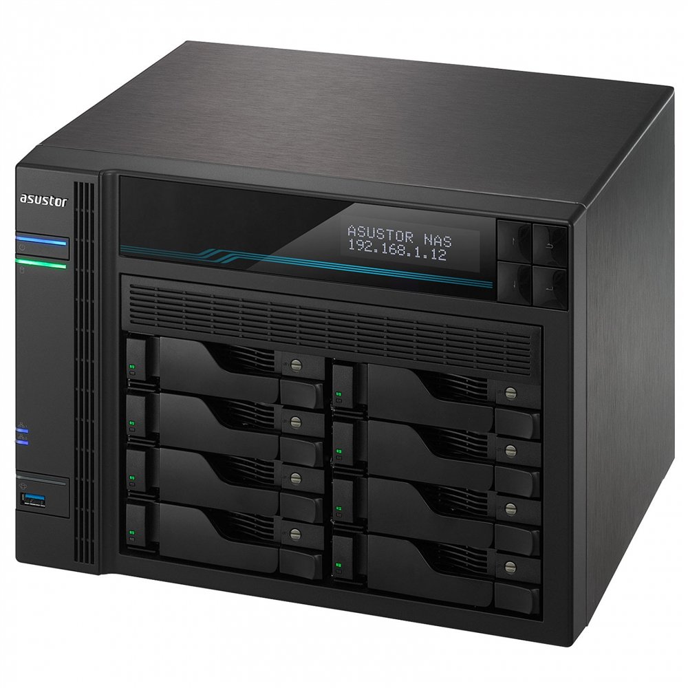 Servidor nas asustor 8 bahias atom c3538 quad core denverton 2.1ghz 8gb 2x2.5gbe 2x10gbe raid 0.1 jbod sata6gb usb 3.0 as6508t