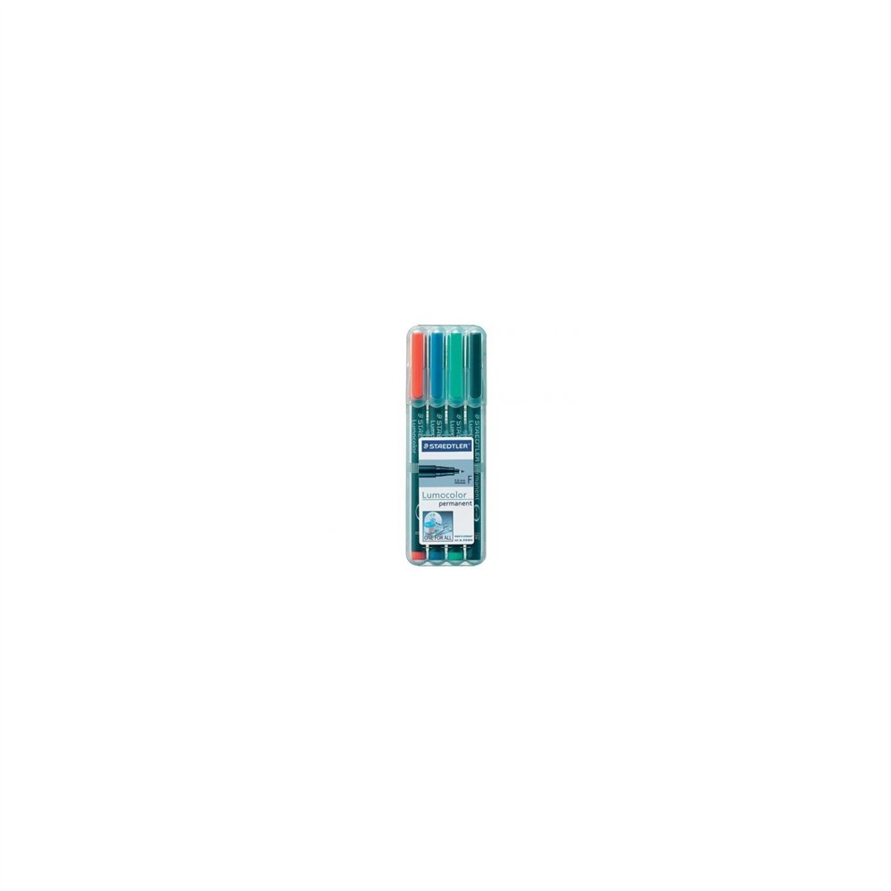 Estuche cuatro unidades staedtler rotulador permanente lumocolor punta 0.6mm 318 wp4