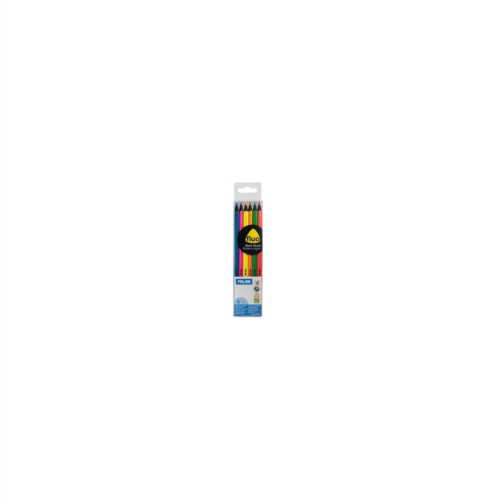 Caja 6 unidades de lapices colores milan mina 2.9mm forma triangular ergonomica colores fluorescentes 752306