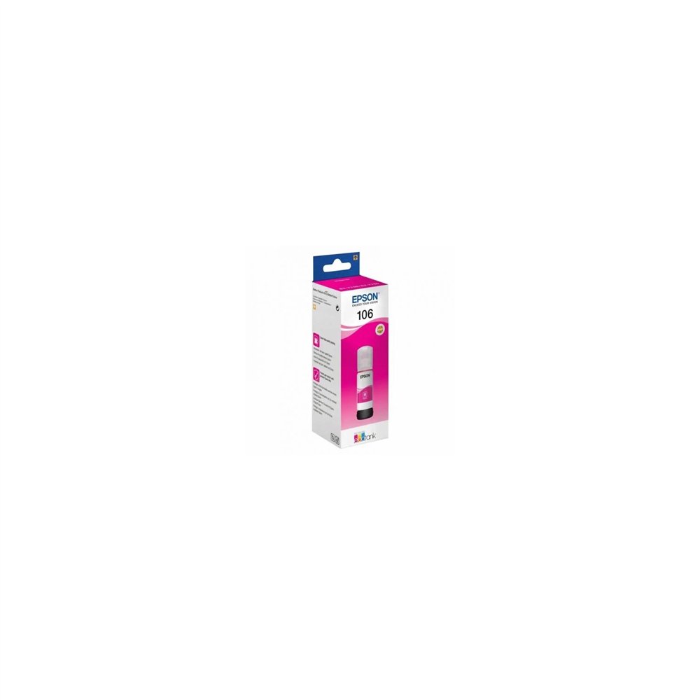 Botella de tinta epson 106 ecotank contenido 70 ml compatibilidad segun caracteristicas magenta c13t00r340