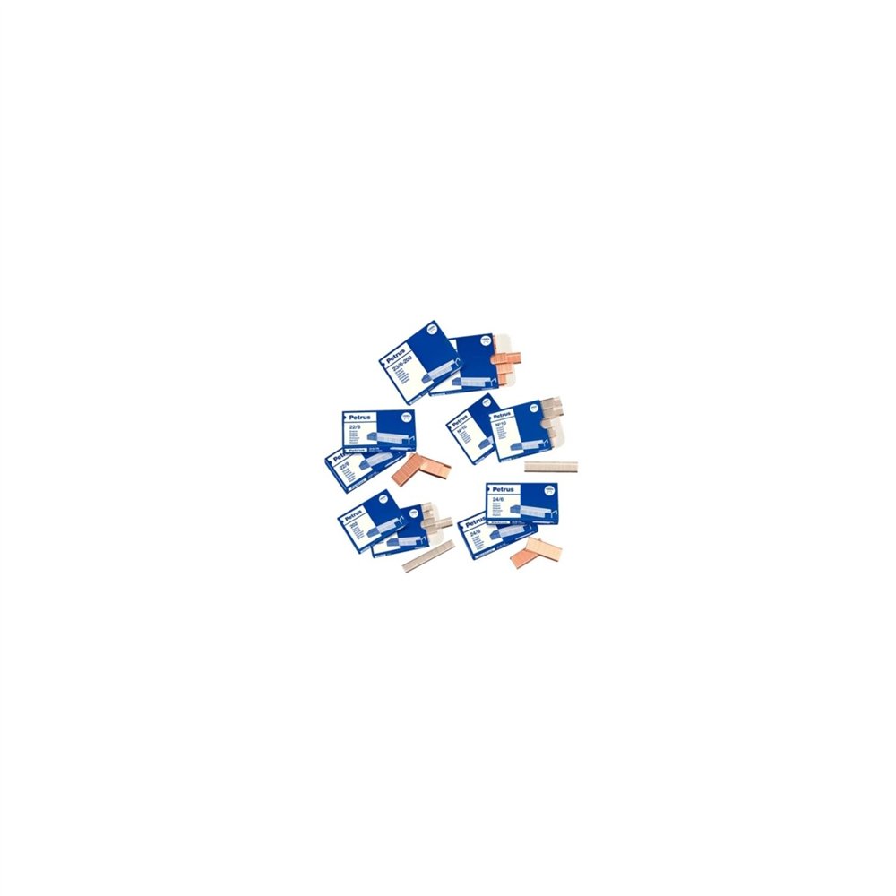 Grapas cobreadas esselte petrus caja 1000 unidades 22 8 24 8 patilla 8mm largo 55714