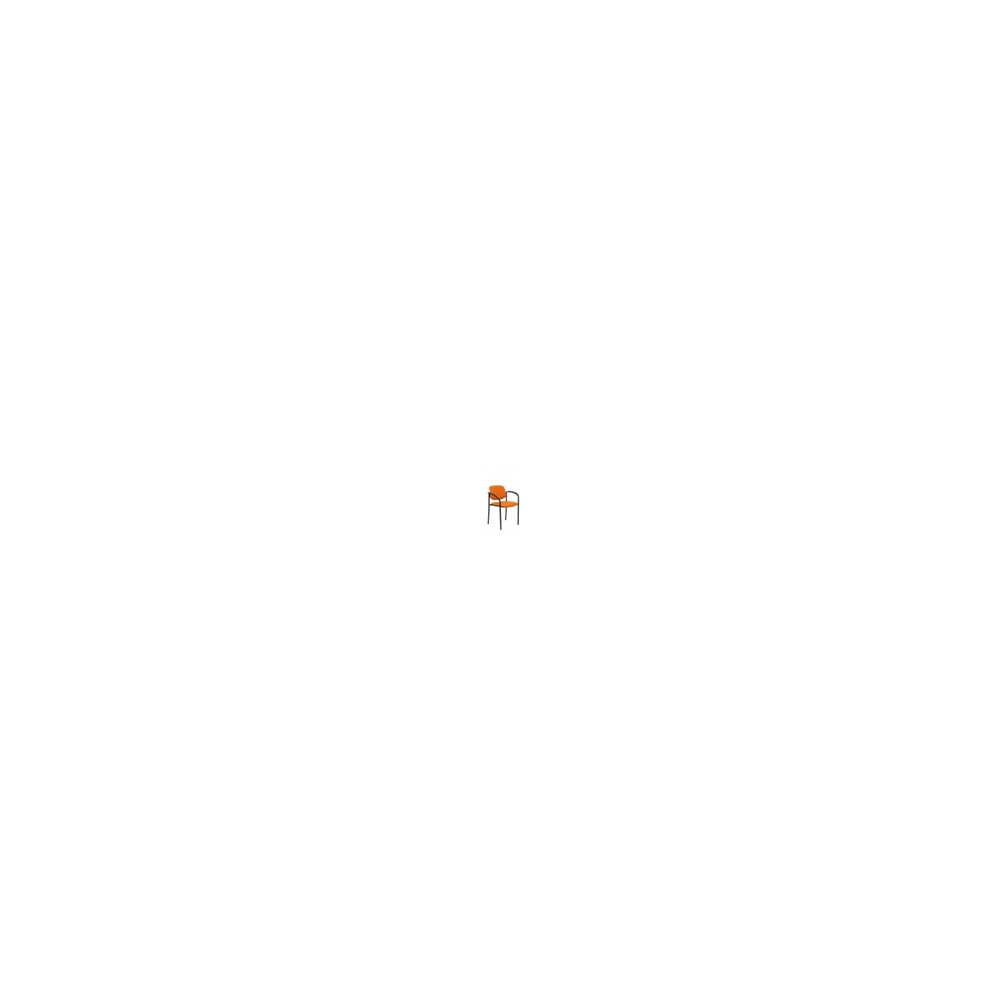 Silla fija villalgordo chasis brazos negro similpiel naranja 27nspnacb