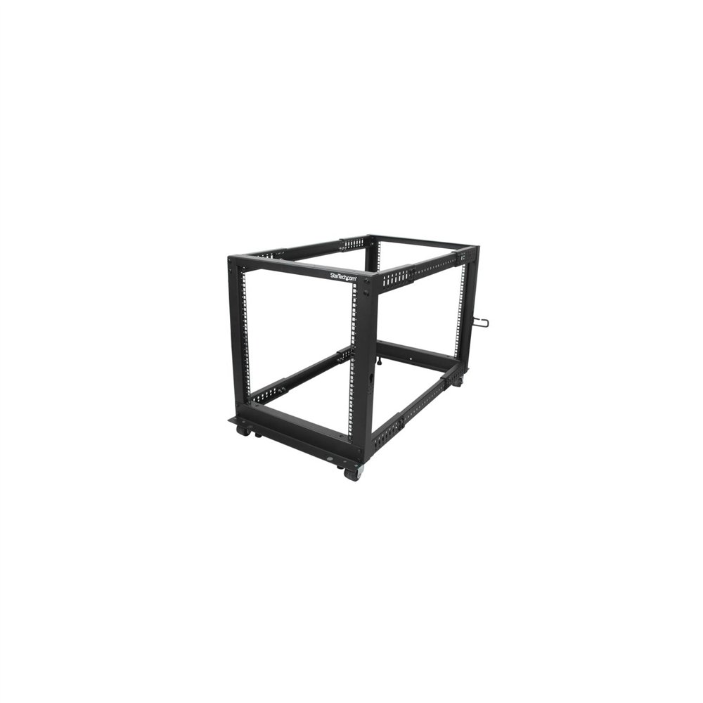 StarTech.com Rack de Marco Abierto con Profundidad Ajustable de 4 Columnas 12U con Ruedas/Niveladores y Anillas de Gestión de Ca