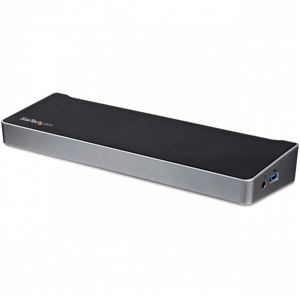 Startech.com docking station usb-c para tres monitores 4k con 5x puertos usb 3.0 negro plata
