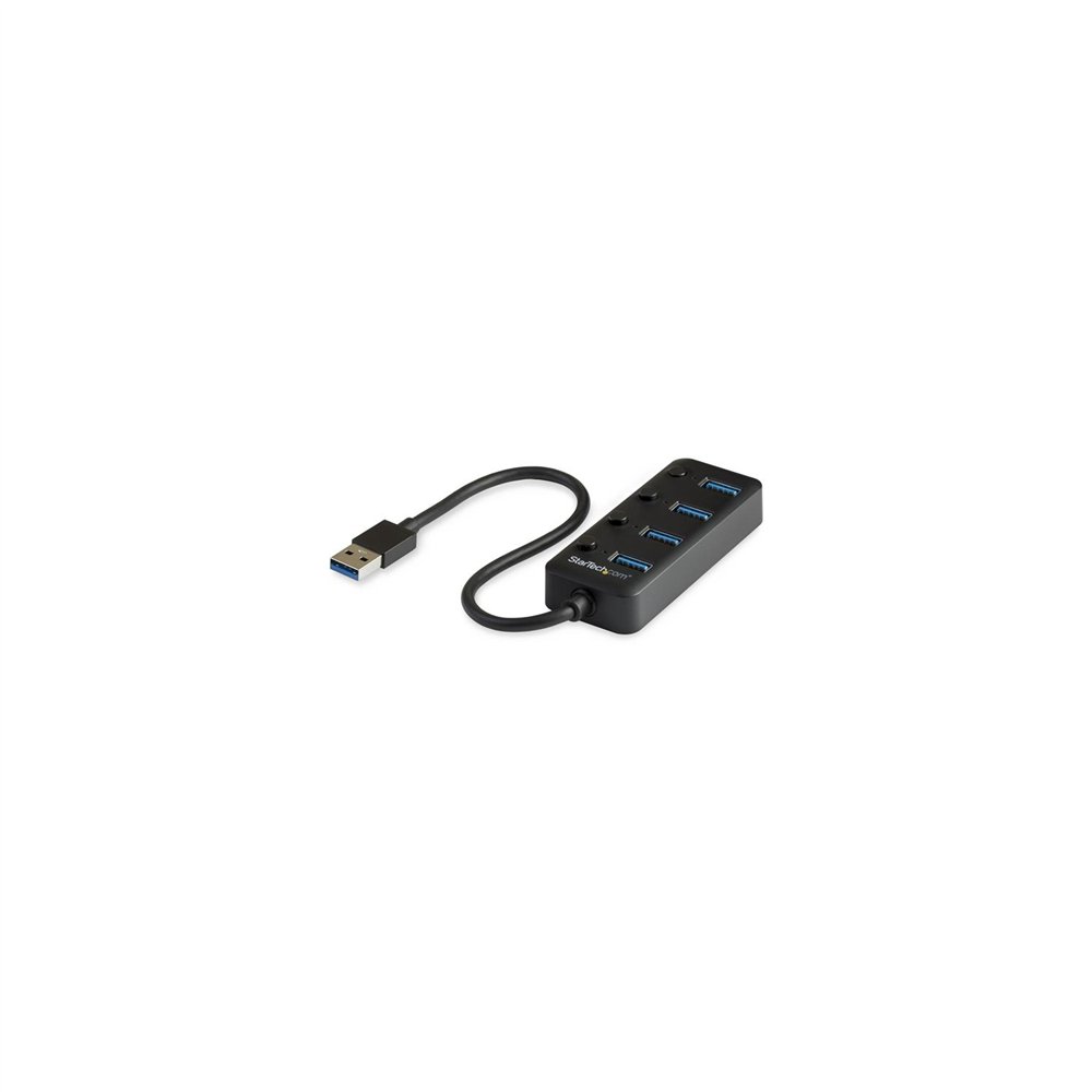 Startech.com hub usb 3.0 de 4 puertos - ladrón usb de 4 puertos usb-a con interruptores individuales de encendido/apagado negro