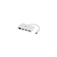 Startechcom concentrador usb 30 de 3 puertos con usb-c y ethernet gigabit - hub ladrón de usb convencional - blanco
