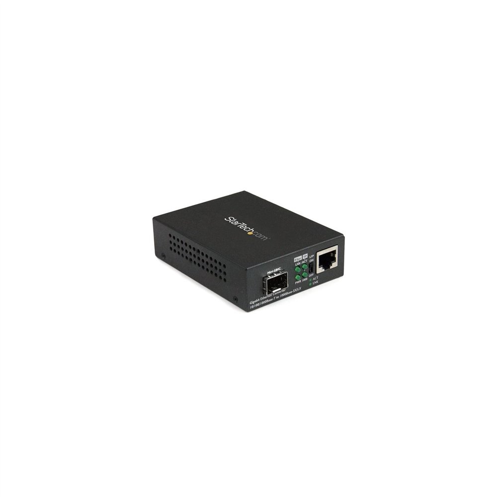Startech.com conversor de medios ethernet gigabit a fibra con sfp abierto - negro