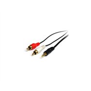 startech.com cable adaptador de mini-jack a rca 91cm - jack 3,5mm macho - 2xrca macho - 0.92m negro