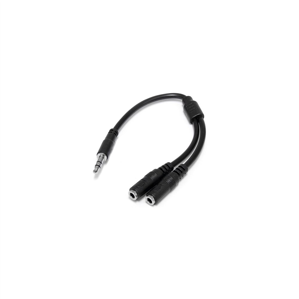 Startech.com adaptador divisor de auriculares mini-jack 3,5mm 3 pines macho a 2x mini-jack 3 pines hembra - negro
