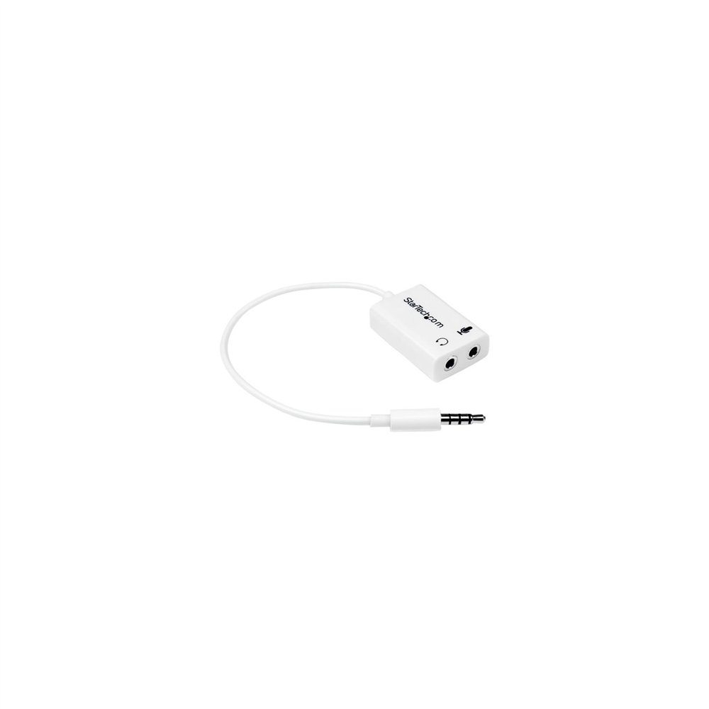 Startech.com adaptador de auriculares con micrófono mini jack 3,5mm macho 4 pines a conectores de auriculares y de micrófono min