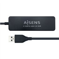 Hub usb aisens conectores usb-a 2.0 macho a 4x usb-a 2.0 hembra cable 30cm negro a104-0402
