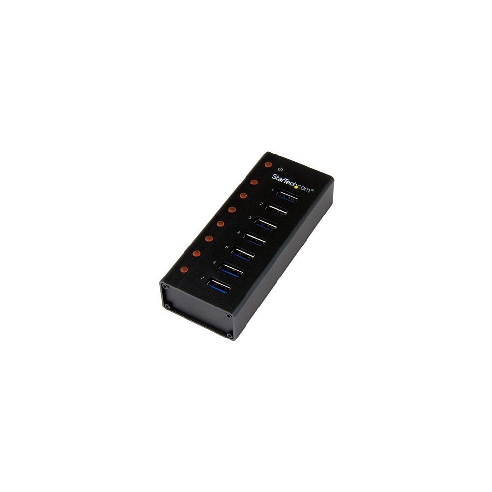 startech.com concentrador usb 3.1 de 7 puertos con caja de metal - hub de sobremesa o montaje en pared negro