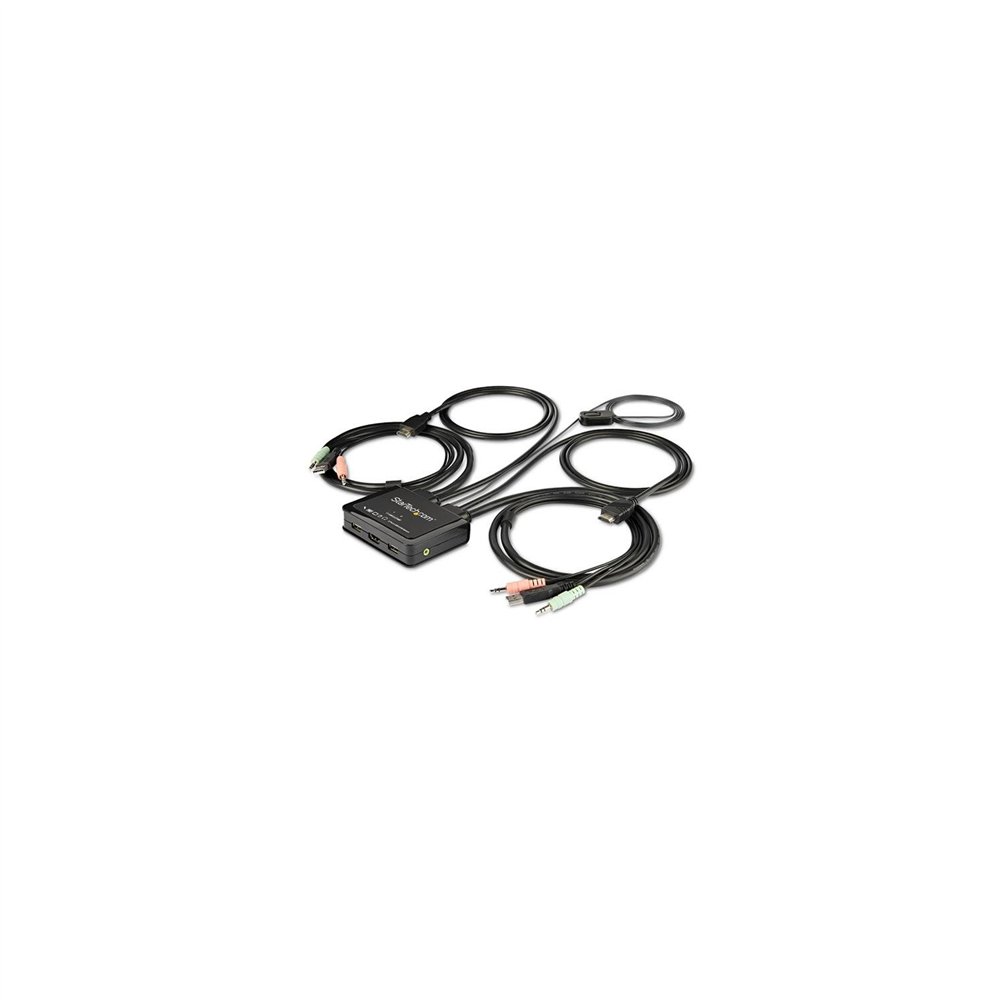 Startech.com switch kvm de 2 puertos hdmi con cables incorporados - usb 4k 60hz