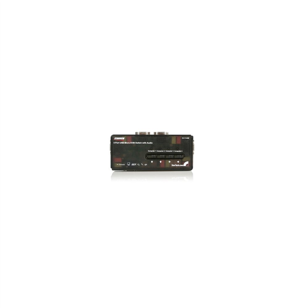 Startechcom juego de conmutador switch kvm 4 puertos vídeo vga usb 20 con cables y audio - negro