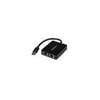 startech.com adaptador tarjeta de red nic externa usb 3.0 2 puertos gigabit ethernet rj45 y puerto usb - negro