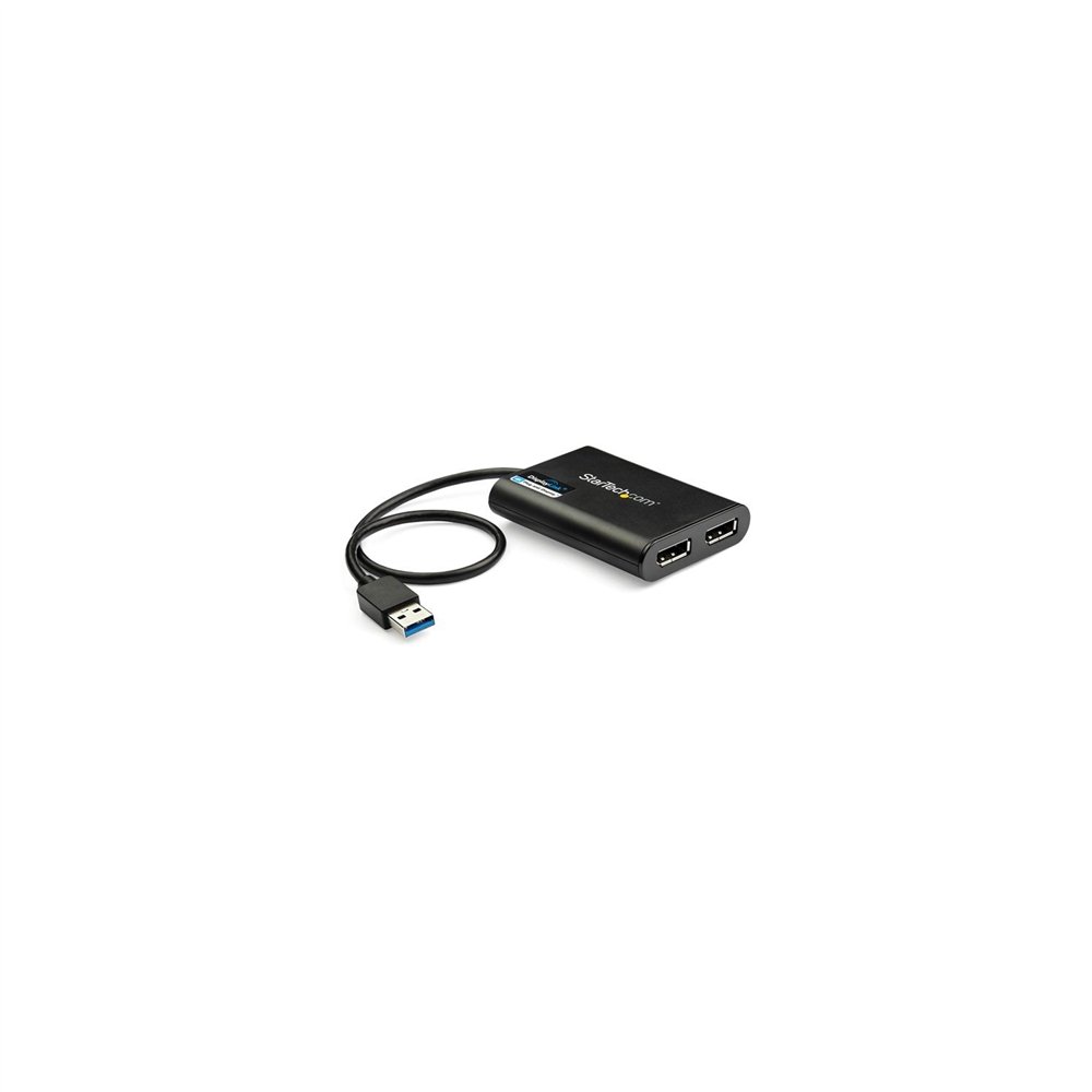 startech.com adaptador gráfico externo usb 3.0 a displayport doble - 4k 60 hz - negro