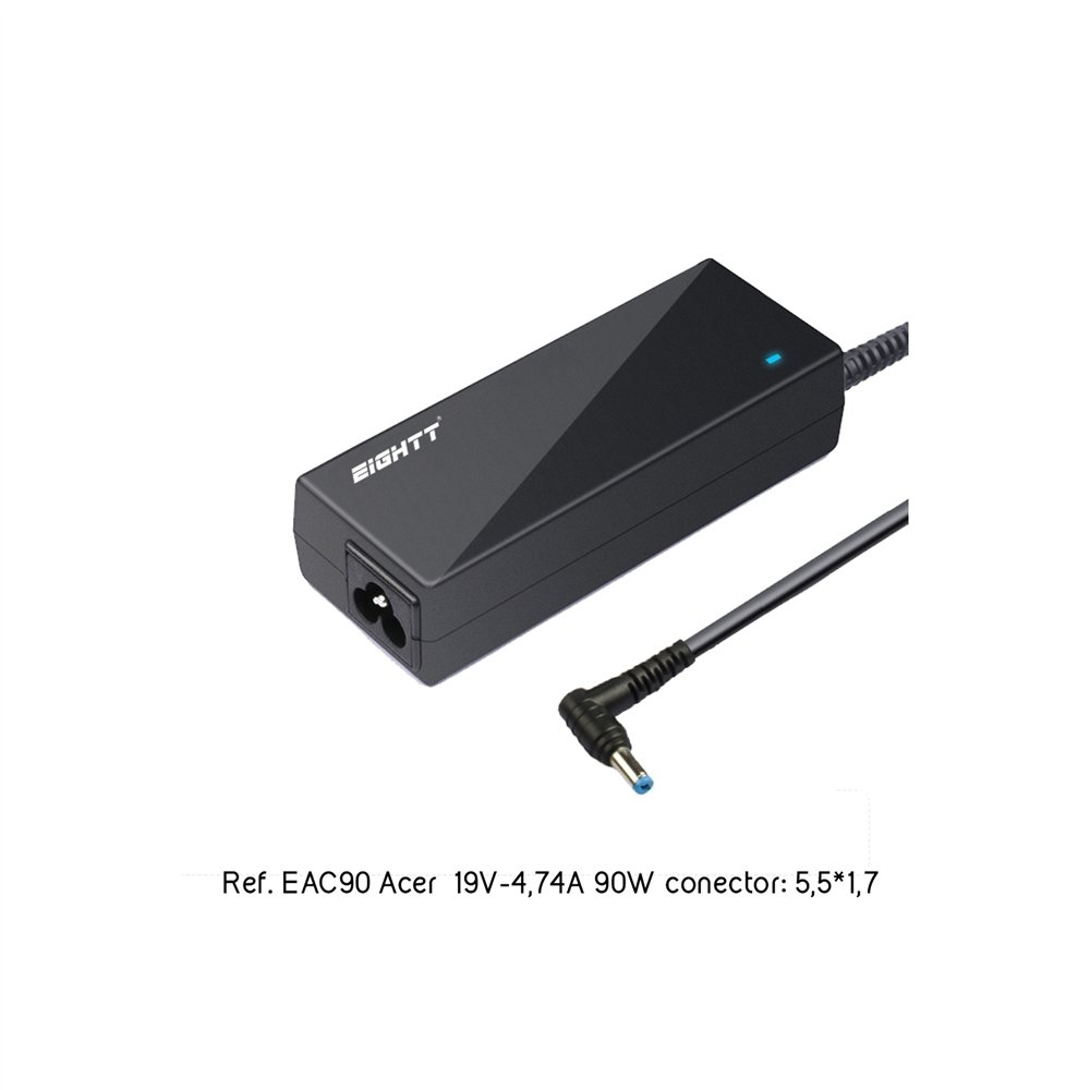 Eightt cargador especifico compatible con acer 19v-4,74a 90w 5,5*1,7