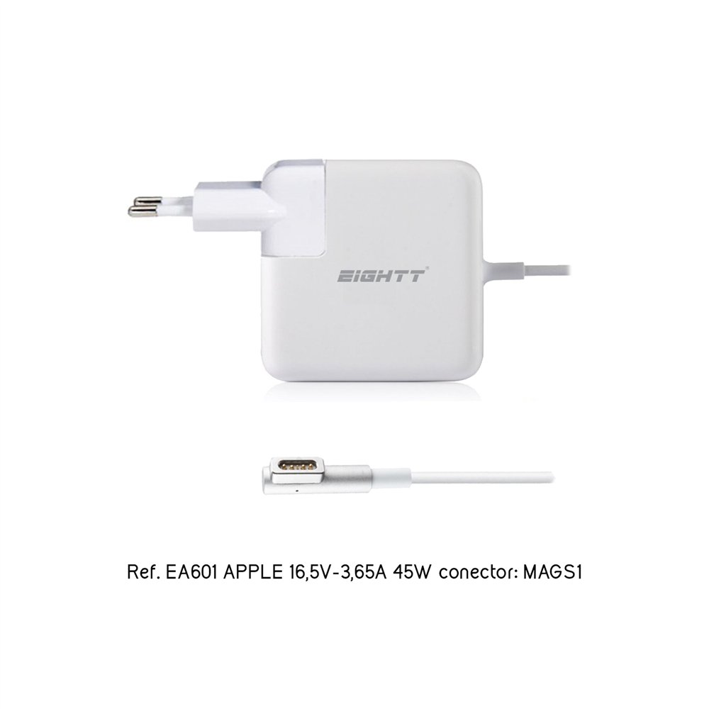Eightt cargador especifico compatible con apple 16,5v-3,65a 60w magsafe1 tip l