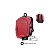 Maletin subblim urban lock para portatiles 16p bloqueo antirrobo puerto usb salida auriculares rojo sub-bp-1ul0002