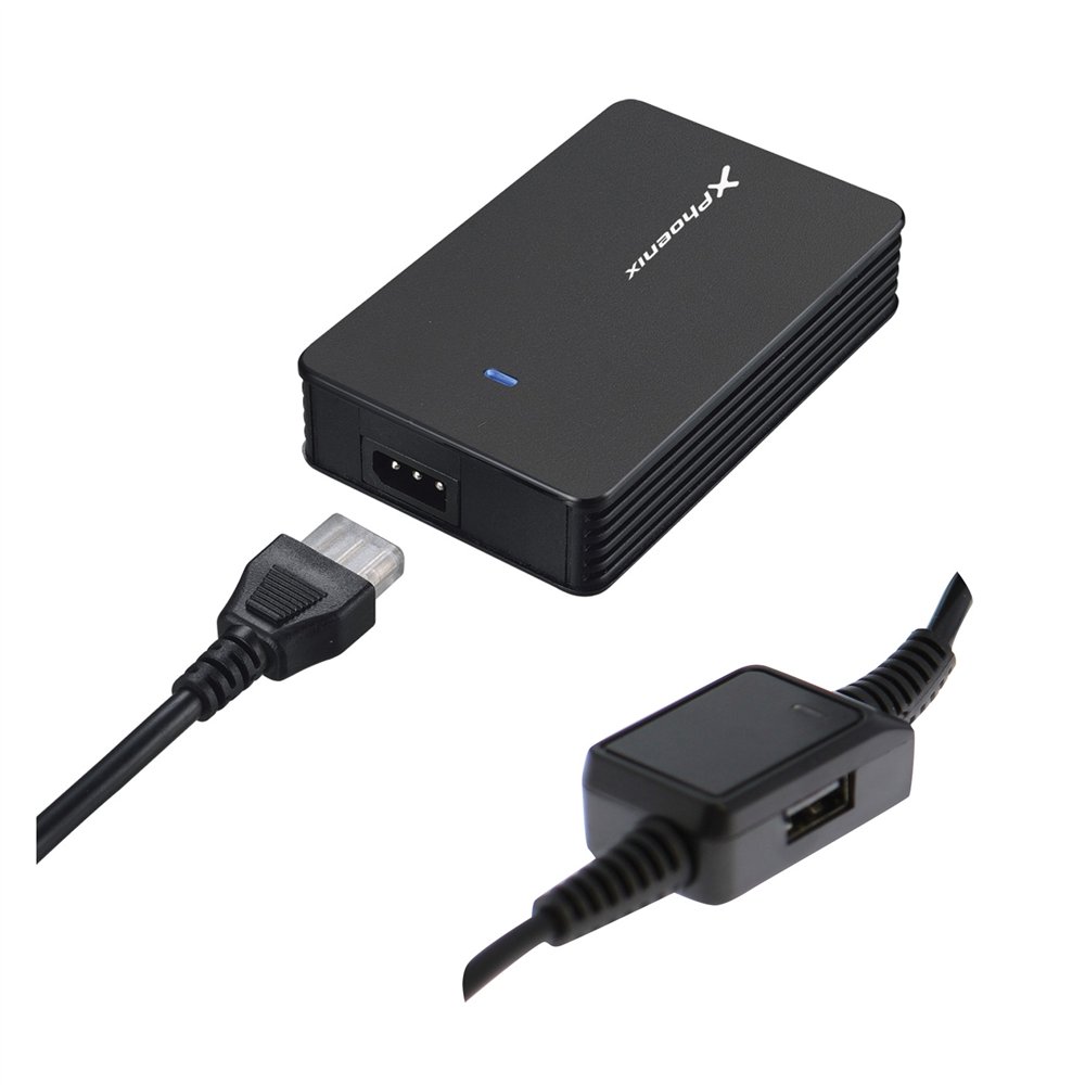Cargador adaptador de corriente phoenix universal automatico 40w para portatiles y netbooks con puerto usb negro phcharger40+