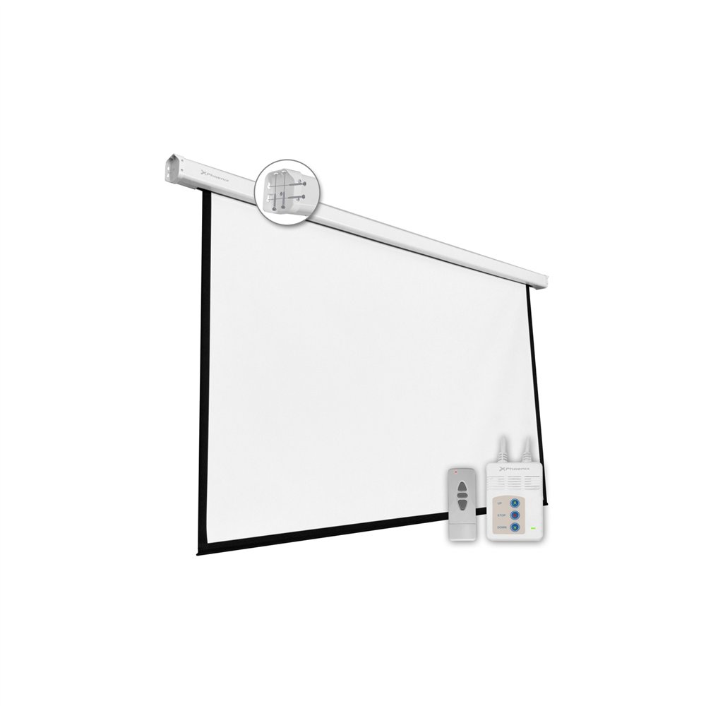 Pantalla electrica videoproyector phoenix pared y techo 135p 300x300cm posicion ajustable carcasa blanca tela super resistente p