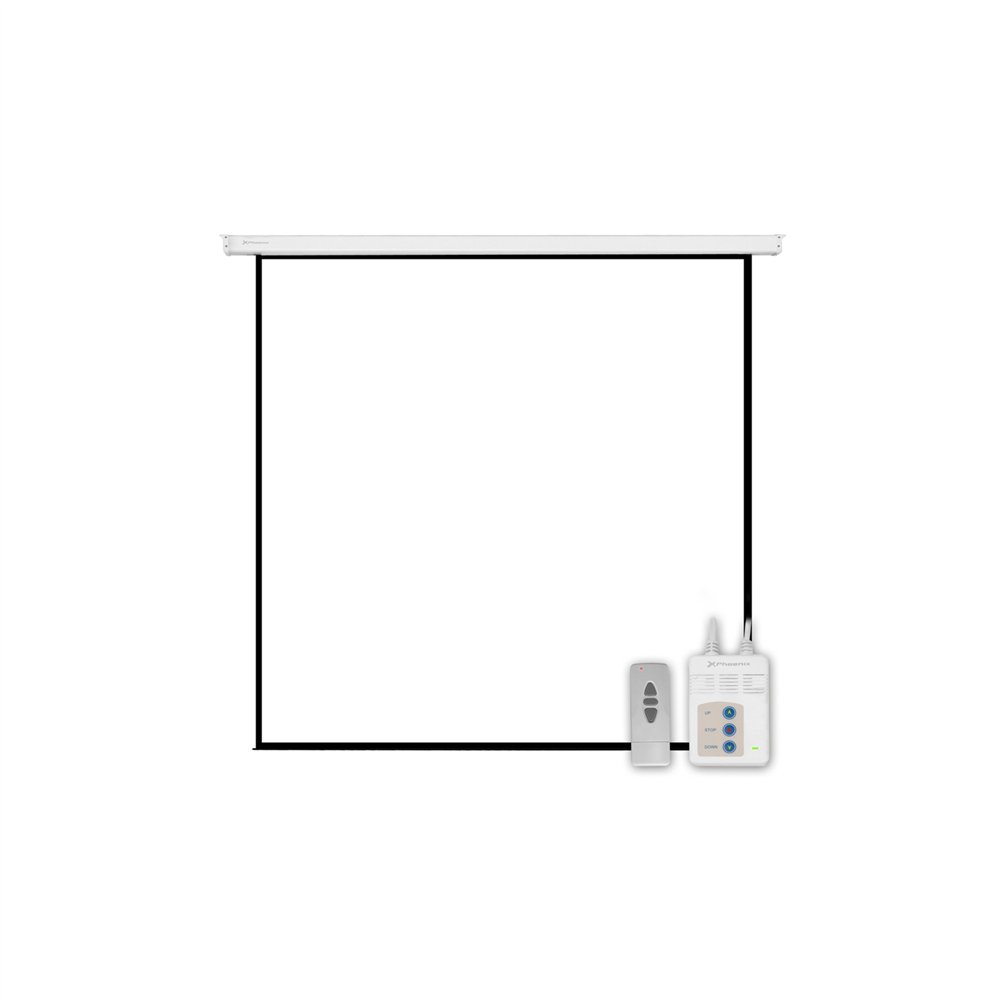 Pantalla electrica videoproyector phoenix pared y techo 135p 2.4mx2.4m posicion ajustable carcasa blanca tela super resistente p