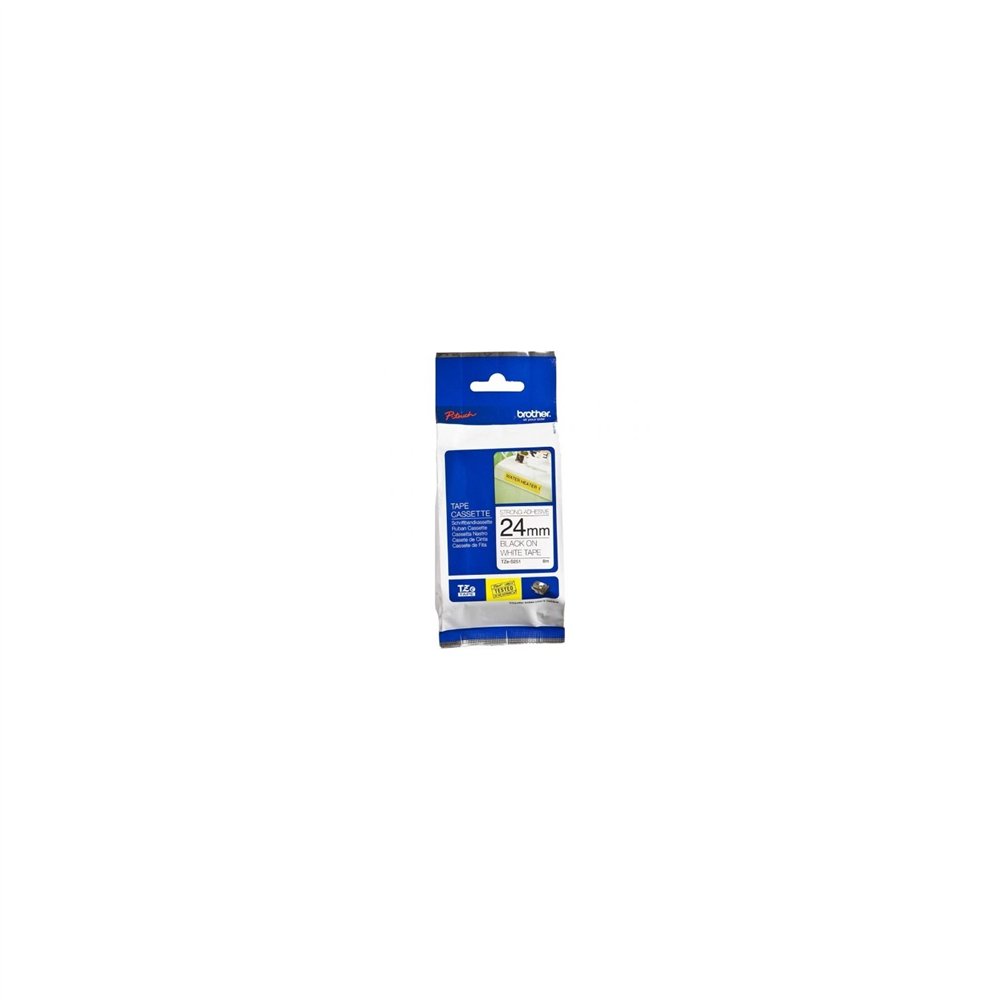 Cinta laminada brother texto negro sobre fondo blanco tz ancho 24mm tze-s251