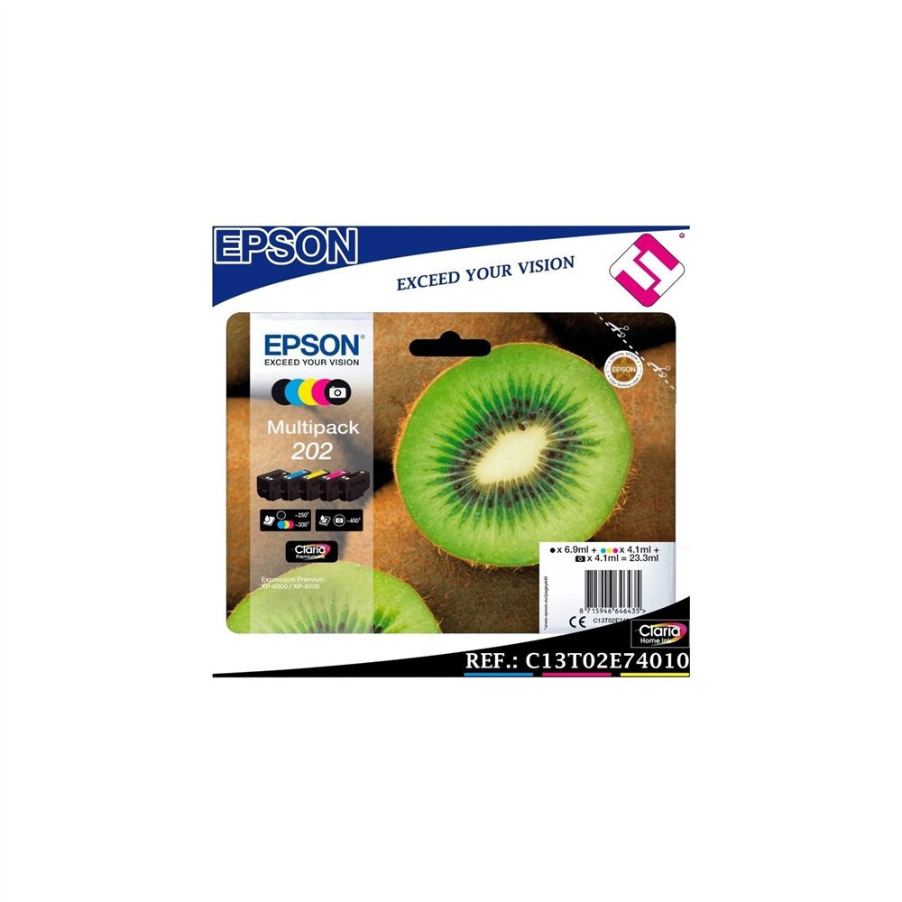 Cartucho epson kiwi multipack 5 colores 202 claria premium ink c13t02e74010