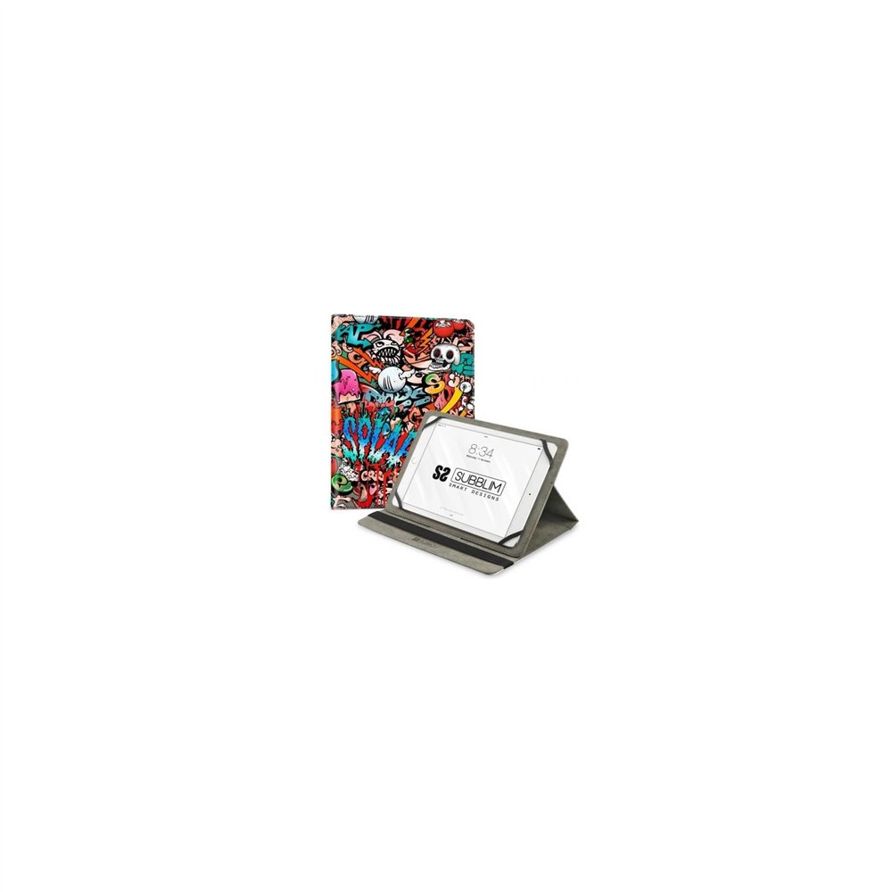 Funda tablet subblim trendy graffiti universal 10.1p exterior acabado en pu posicion stand 3 angulo cierre banda sub-cut-4tc010