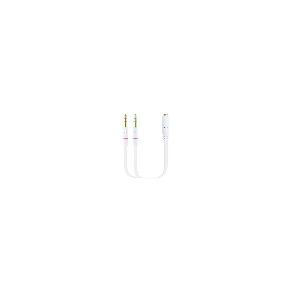 Cable adaptador nanocable audio jack 3.5 hembra de 4 pines a 2 jack 3.5 macho de 3 pines blanco 10.24.1203