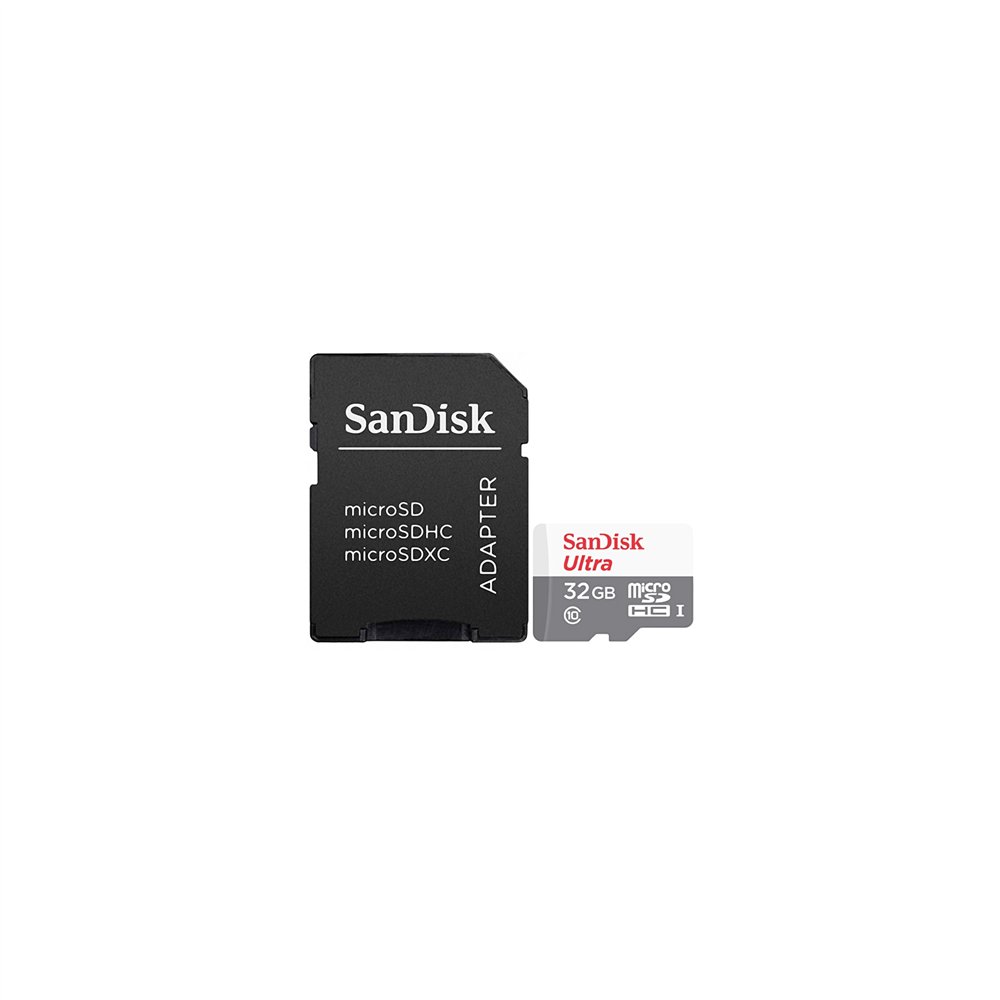 Memoria sandisk microsdhc 32gb + sd adapter 45mb/s escritura 48mb/s lectura gris blanco sdsqunr-032g-gn3ma