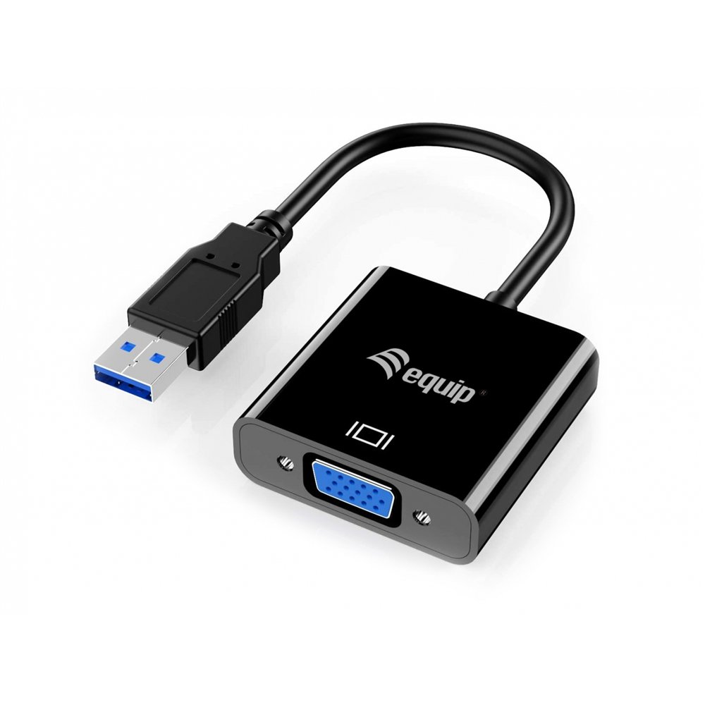 adaptador equip usb macho a vga hembra 1920 x 1080 pixeles negro 133384