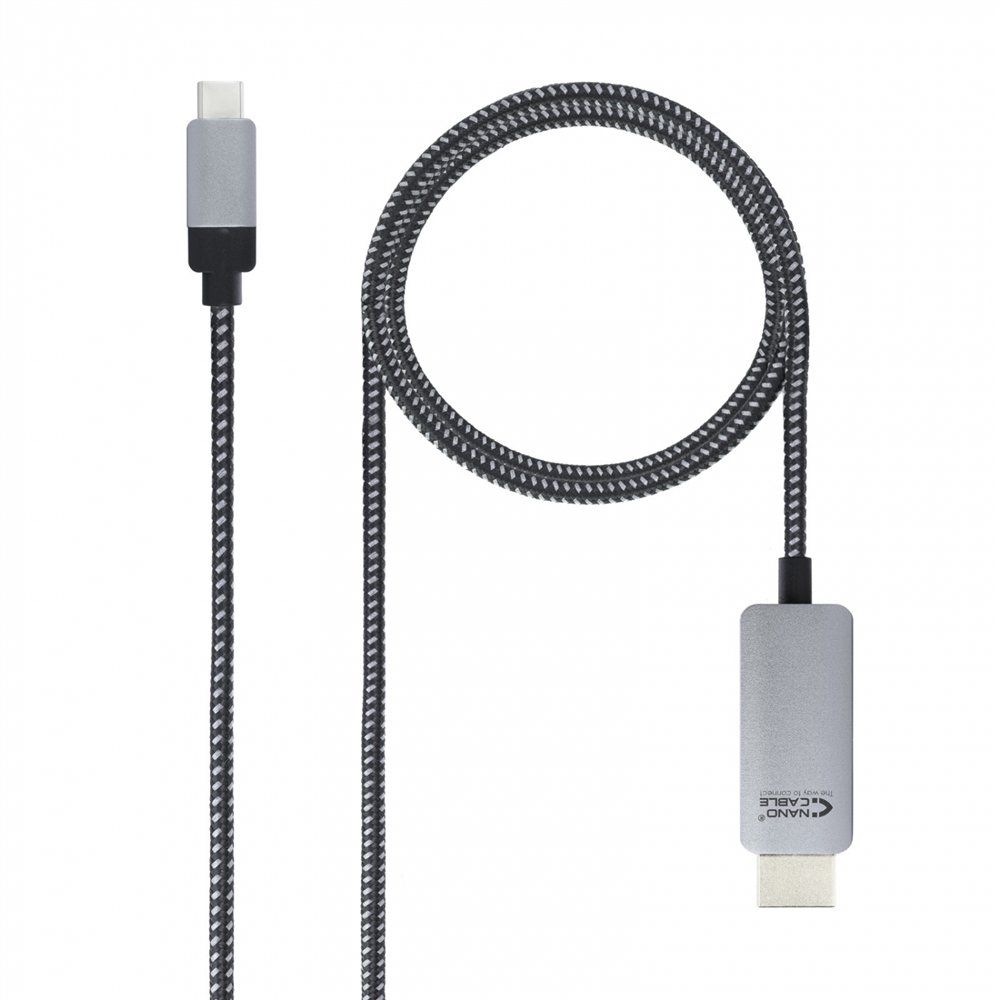 Cable conversor nanocable usb tipo-c macho a hdmi macho 3m aluminio negro 10.15.5103
