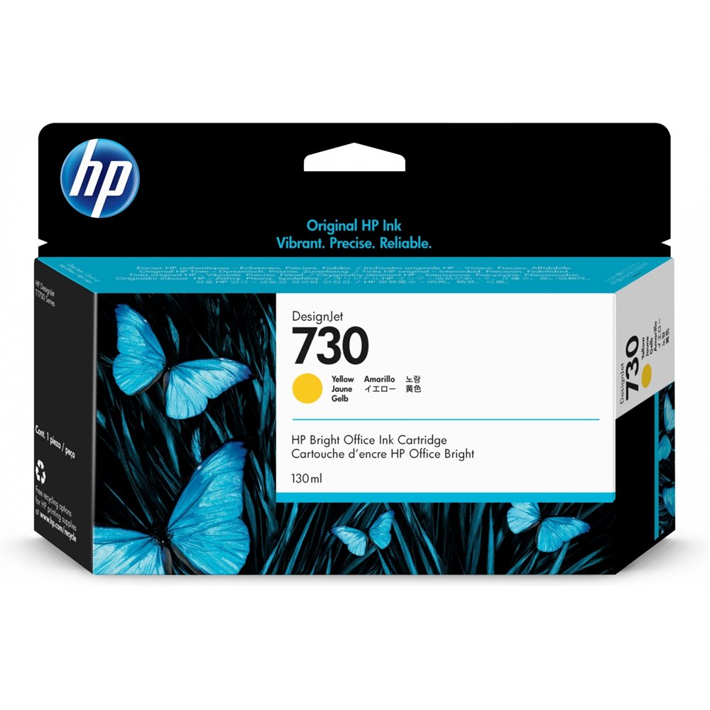 Cartucho hp 730 original rendimiento estándar amarillo p2v64a