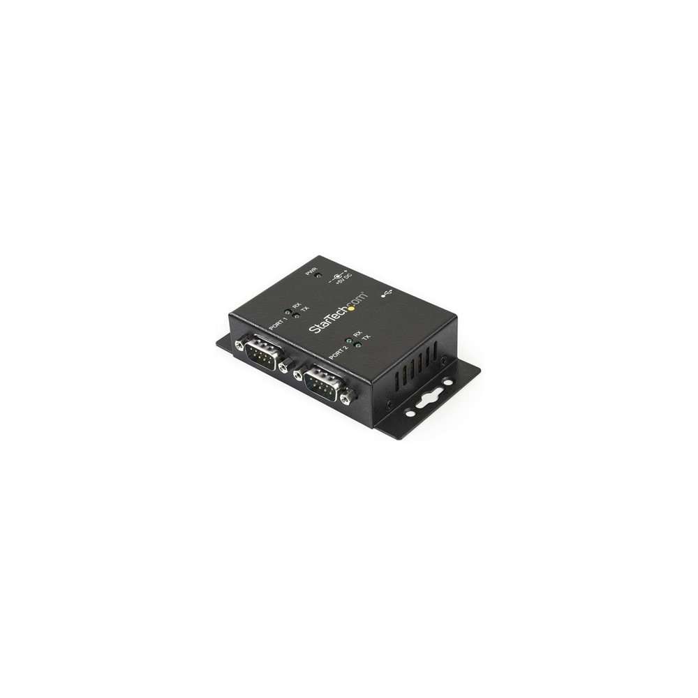 Startech.com concentrador hub industrial de 2 puertos serie serial rs232 a usb 2.0 type-b montaje riel din pared negro